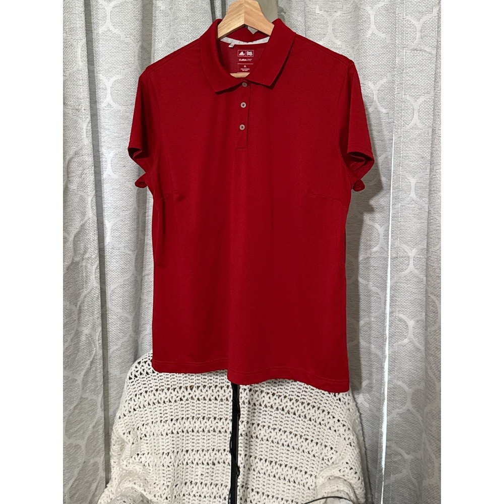 Adidas Golf Climalite Polo Shirt Womens XL Red Short Sleeve Performance Top